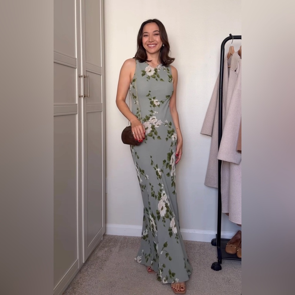Reformation Prescott Dress in Greenery